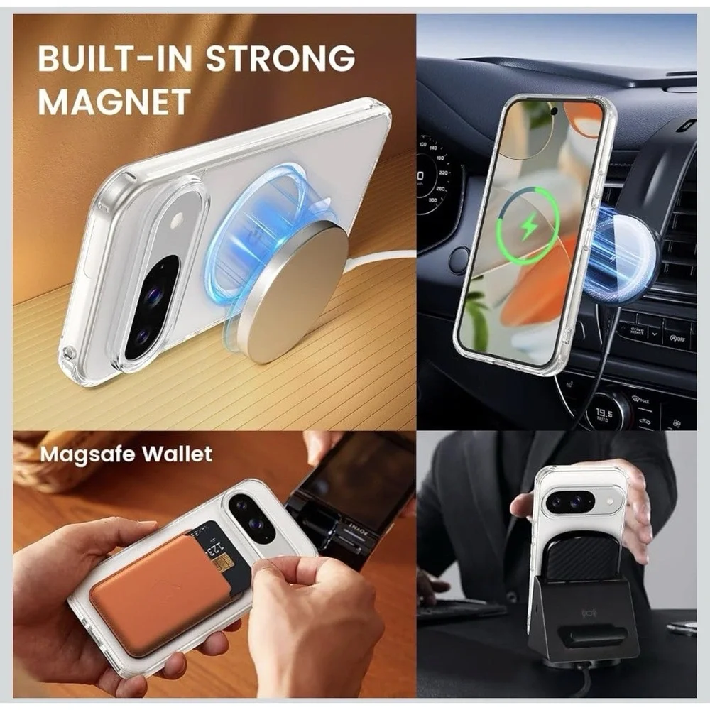 D0059-Google Pixel 9 Pro Case Magnetic Clear with Privacy Screen Protector 6.3